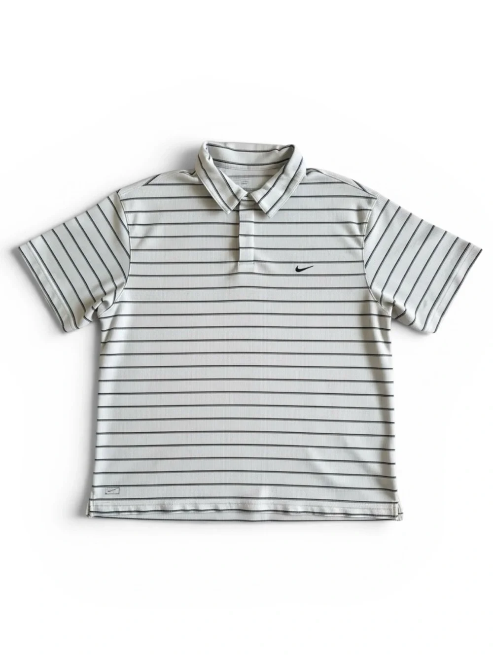 Nike Dri-FIT Striped Polo Shirt Golf Performance Preppy Resort White Black XL